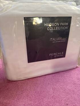 Hudson Park 732999825523 Italian Linens 100% Cotton Percale Full Fitted Sheet White