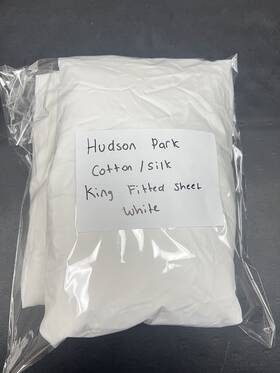 Hudson Park 733003077631 Luxe Linens Supima Cotton Silk Blend King Fitted Sheet White