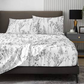Hyprest 631112857963 Floral Sheets Queen Size 18 Inches Deep Pocket 1800 Thread Count Blac