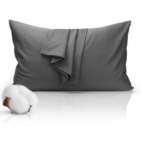 Hzesyd 744963537332 500tc 100% Cotton Queen Pillowcase - Gray 20x30 Inch Envelope Closure Hair Care