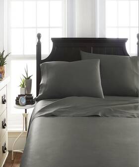 I Enjoy Home 813538020774 New Ienjoy Premium Full Sheet Set Solid Dark Gray Microfiber Double