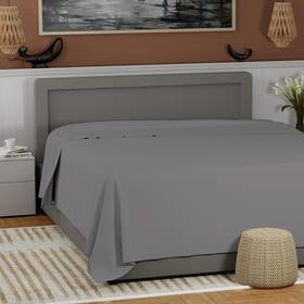 Icil 840708176870 100% Cotton Charcoal Gray Full Size Flat Sheet Only Cool And Crisp Percale Weave