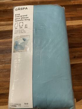 002-304-97 Ikea Gaspa King Size Sheet Set Turquoise Blue 100% Cotton 310 Thread Count New