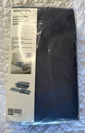 004.157.40 Ikea Somntuta 100% Cotton 400 Thread Count Full/double Sheet Set Blue 004.157.40 Ikea Somntuta 100% Cotton 400 Thread Count Full/double Sheet Set Blue