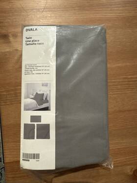 005.017.14 Ikea Dvala Sheet Set Solid Dark Gray Twin 3 Piece New Flat Fitted Pillowcase