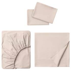 005.775.39 Ikea Dvala King Sheet Set Beige 4 Pcs 100% Cotton New
