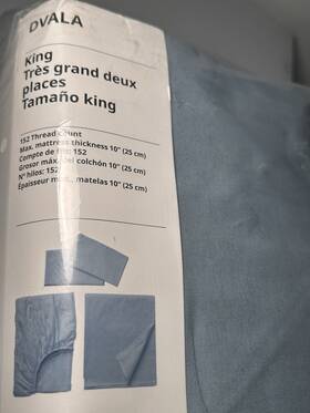 Ikea 304.865.33 Dvala King Bed Set 1 Flat And Fitted Sheet 2 Pillowcase Gray-blue