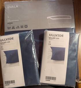 801.500.00 Ikea Dvala Fitted Sheet King And 2 Ullvide Pillow Case 26 Inch X Navy Blue