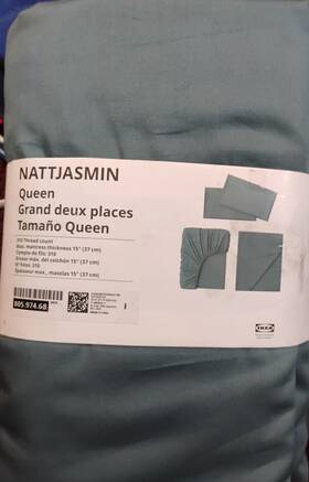 805.974.68 Ikea Queen Nattjasmin Sheet Set Blue Green 80597468 Brand New