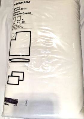 903.477.18 Ikea Fargmara Queen 1 Flat Fitted Sheet 2 Pillowcase Set White New Sealed