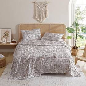 Indigo Ink 735732235832 King Size Sheet Set 4-piece Boho Geometric Patterned Bedding Soft And Resis Indigo Ink 735732235832 King Size Sheet Set 4-piece Boho Geometric Patterned Bedding Soft And Resis