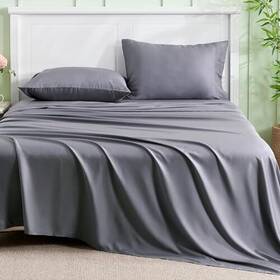 Infiixso 923534500201 Queen Sheet Set Grey - 100% Rayon Derived From Bamboo 4 Pieces Cool Infiixso 923534500201 Queen Sheet Set Grey - 100% Rayon Derived From Bamboo 4 Pieces Cool