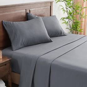 Infiixso 923534501390 Queen Sheets Set Grey - 65% Polyester And 35% Rayon Made From Bamboo S