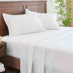 Infiixso 976316694896 Cal King Sheets Set White - 65% Polyester And 35% Rayon Made From Bamb