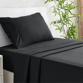 Infiixso 976316694902 Twin Sheets Set Black - 65% Polyester And 35% Rayon Made From Bamboo S