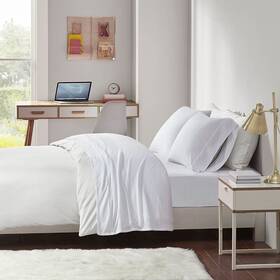 Intelligent Design 675716721473 Cotton Blend Jersey Knit Bed Sheet Set Wrinkle Resistant Soft Sheets With 14