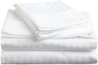Italian Collections Queen Sheet Set 4 Pc Microfiber Deep Pockets Silky Soft Striped White 610373944025