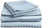 Italian Linen Full Size 4 Pc 1500 Thread Count Striped Sheet Set Light Blue Free Shipping New 610373945404
