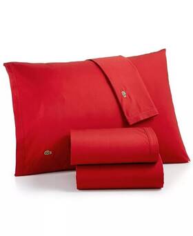 Izod 734737499270 Lacoste Queen Percale Sheet Set Chili Pepper Red 4 Piece 100% Cotton Izod 734737499270 Lacoste Queen Percale Sheet Set Chili Pepper Red 4 Piece 100% Cotton