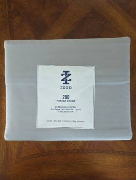 Izod 904424207033 Light Gray Harbor Mist 4-piece King Sheet Set - 200 Thread Count New