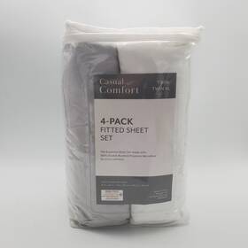 723-5737 J. C. Penney 4 Jcp Twin/twin Xl Microfiber Fitted Sheets Casual Comfort 2 White Gray Dorm 723-5737 J. C. Penney 4 Jcp Twin/twin Xl Microfiber Fitted Sheets Casual Comfort 2 White Gray Dorm