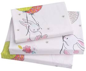 J-pinno 601187779590 Cute Cartoon Rabbit Bunny 100% Cotton 3 Pieces Twin Sheet Set For Kids Girls