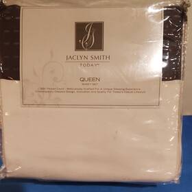 0720002905 Jaclyn Smith Today Queen Sheet Set Willow Pattern White 250tc Sateen Finish 0720002905 Jaclyn Smith Today Queen Sheet Set Willow Pattern White 250tc Sateen Finish
