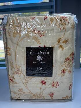 Jane Seymour 739415110515 Nip Queen Sheet Set Coral Canyon Style Is Pacific Floral Tan Orange