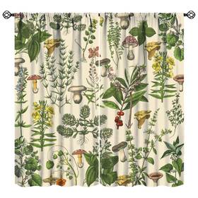 Janjcurt 534957946716 Vintage Botanical Curtains Antique 1900s Plants Herbs Mushroom Blackout Windo