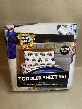 Jay Franco 032281410377 Monster Jam Truckin Pals Toddler Sheet Set - 3 Piece Super Soft And Cozy New Jay Franco 032281410377 Monster Jam Truckin Pals Toddler Sheet Set - 3 Piece Super Soft And Cozy New