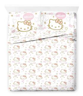 Jay Franco 032281429782 Hello Kitty Queen Size Sheet Set - Super Soft 4 Piece Stars And Hearts