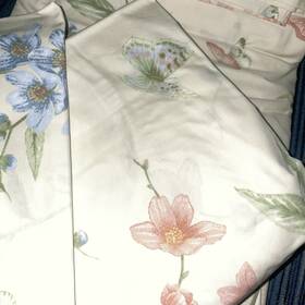 Jcpenney 028828001986 Pretty 4pc Jc Penney Full Sheet Set Blue Pink Floral Butterfly Cotton Blend 300