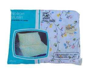 C7239569 Jcpenney Vintage Muslin Caroline Full Flat Sheet Floral 81x96 Polyester Cotton