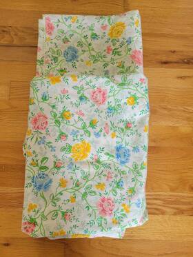 Vdr.8389 Jcpenney Vtg Percale Fitted Flat Sheet Set Queen Floral Pink Yellow Blue Retro