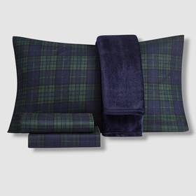 Jessica Sanders 091116746661 Blue Holiday Microfiber 5-pc. Queen Sheet Set