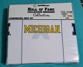 145995 Jetwear University Of Michigan Sheet Set Queen Uofm Bedding Hall Fame Collegiate Mi
