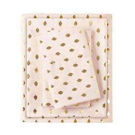 Id20-1474 Jla Home Inc Microfiber Cozy Bed Sheet Set Modern All Twin Xl Blush/gold Metallic Dot