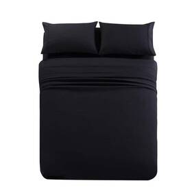 Bss4-blk-q Jml Queen Bed Sheet Set Black Durable Microfiber Machine Washable 4 Piece