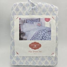 0618 John Robshaw 042075473440 Twin Xl Size Har Sheet Set 100% Cotton Indigo Blue Dye Target 3 Pc