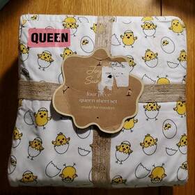 Joyful Sunday 889459596667 Spring Easter Chicks 4pc Queen Sheet Set Cracked Open