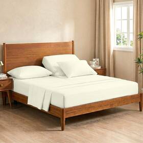 S-1000-18-4pcshtset-calkg-iv Js Sanders Collection 049739483627 Top Split Head Cal King Sheets Set 4 Pcs 100% Cotton Half C