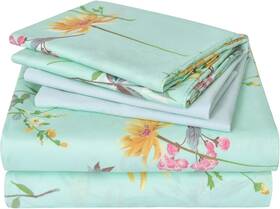 Jsd 313033764796 Green Floral Queen Sheet Set 6 Piece Soft Boho Printed Microfiber Bed Sheets E