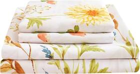 Jsd 445019255271 Yellow Floral Printed Sheet Set Queen Size 4 Piece Soft Botanical Jsd 445019255271 Yellow Floral Printed Sheet Set Queen Size 4 Piece Soft Botanical