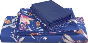 Jsd 691199599590 Navy Blue Floral Printed Sheet Set Queen 6 Piece Soft Microfiber Botanical Jsd 691199599590 Navy Blue Floral Printed Sheet Set Queen 6 Piece Soft Microfiber Botanical