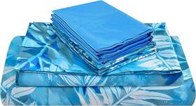 Jsd 744110177503 Turquoise Blue Leaves Print Sheet Set King Size 6 Piece Botanical Pattern Jsd 744110177503 Turquoise Blue Leaves Print Sheet Set King Size 6 Piece Botanical Pattern