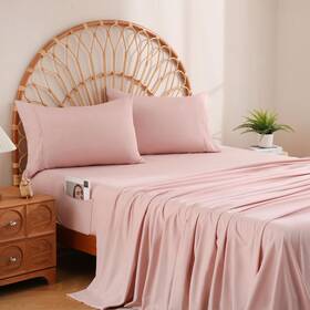 Jsd-90-m-ss-twin-dusty Jsd Dusty Pink Twin Sheet Set With Side Pocket Corner Straps 3 Piece Soft Ki