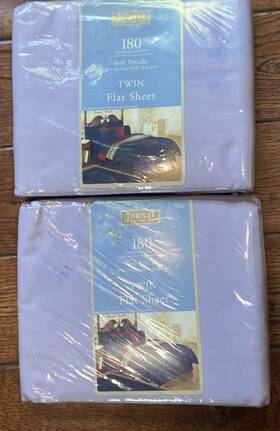 Jubilee 026598195584 Vtg 2 No Iron Percale Twin Flat Sheets Lavender New 180 Thread Count
