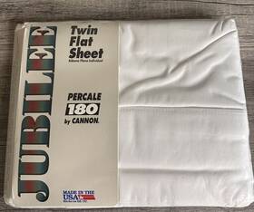 Jubilee 043306106625 Vintage Percale 180 By Cannon White Twin Flat Sheet Usa Made Sealed New