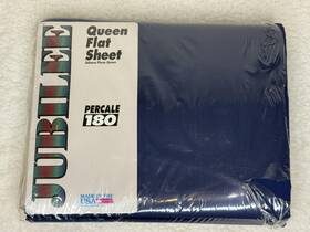 Fb3012k Jubilee Queen Flat Sheet Navy Blue Solid Percale 180 Bedding Made In Usa Adults