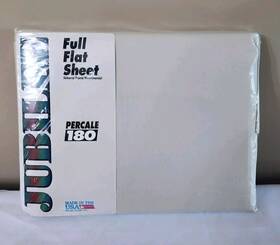 Fb3909l Jubilee Vintage Percale 180 Tc Khaki Full Size Flat Sheet New Usa Made Natural